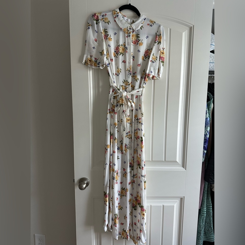 Mango Floral White Maxi Dress